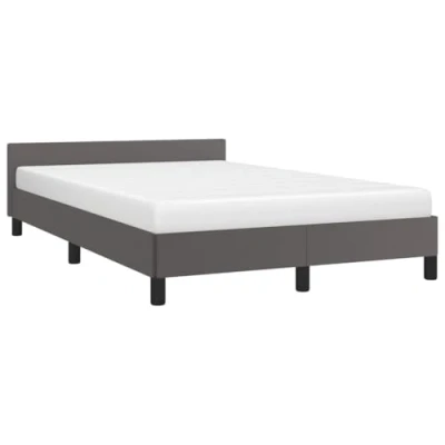 Abbildung von vidaXL Bettgestell mit Kopfteil Kunstlederbett Doppelbett Polsterbett Bett Bettrahmen Schlafzimmerbett Schlafzimmermöbel Grau 120x200cm Kunstleder