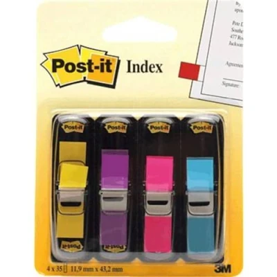 Abbildung von POST IT Register Taben (683 4AB), PP, 11,9x43,1mm, 4x35 Tabs, sortierte Neonfarben, 1 Stück