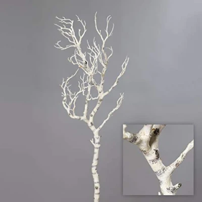 Abbildung von mucplants Künstlicher AST Weiß 90cm naturgetreuer Dekoast Dekozweig Zweig Kunstast aus Kunststoff