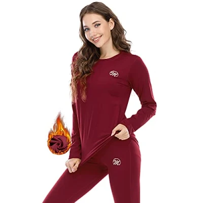 Abbildung von MEETWEE Damen Thermounterwäsche Set, Skiunterwäsche Unterwäsche Thermo Atmungsaktiv Funktionswäsche Schnelltrocknend Warme Winter