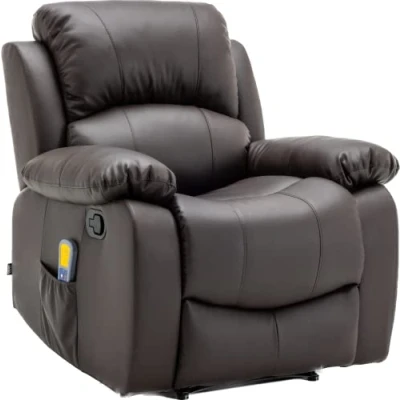 Abbildung von ASTAN HOGAR AH AR30910CH Relaxsessel mit manueller Neigung, Massage und Therapie, Modell Ramón, Polyurethan Kunstleder, Schokoladenbraun
