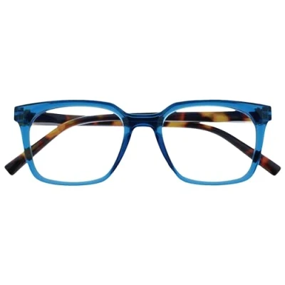 Abbildung von OPULIZE KOI Lesebrille Große Rechteckige Brillenfassung Blau Sehhilfe für Damen, Herren Federscharniere R50 3 +1.00