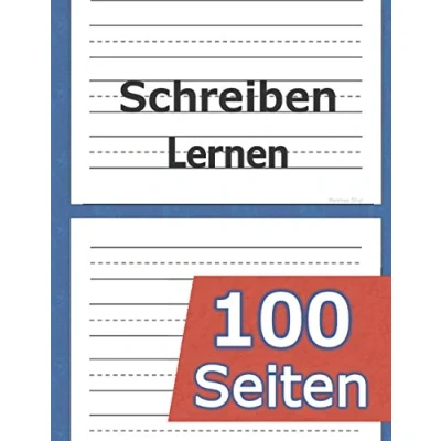 Abbildung von schreiben Lernen: (100 Seiten) Zahlen lernen Handschrift Übungsheft Kinder für ab 4 Jahren (Vorschule + 1. Klasse) ABC ... buchstaben montessori Vorschulübungen