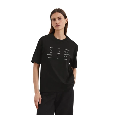 Abbildung von Marc O&#039;Polo Basic LOGO Regular Tshirt print, Damen, Größe: XS, Black