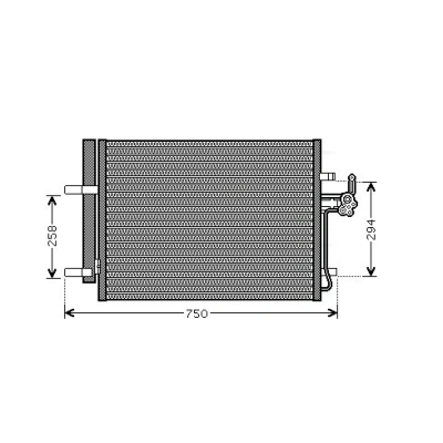 Abbildung von PRASCO FDA5428D Klimakondensator mit Trockner 18mm 13mm Aluminium 608mm R134a FORD: MONDEO 4 Turnier, 4, Stufenheck