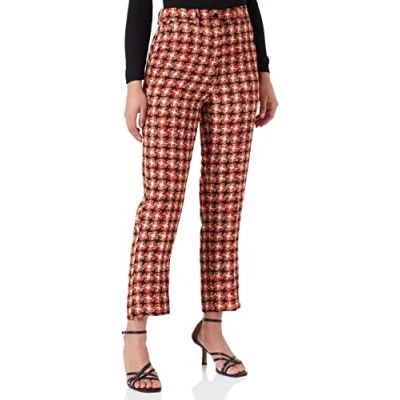 Abbildung von Sisley Damen Trousers 4x1xlf02e Pants, Houndstooth Pink 73m, 36 EU