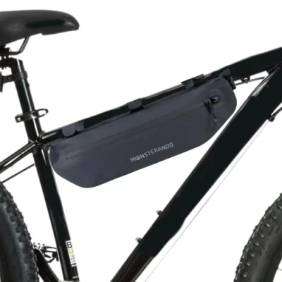 Abbildung von MONSTERANDO Nachhaltig Fahrradrahmentasche Travel Monster wasserdichte Oberrohrtasche für Mountain Road Bikes MTB Rennrad Ca. 3L Schwarz