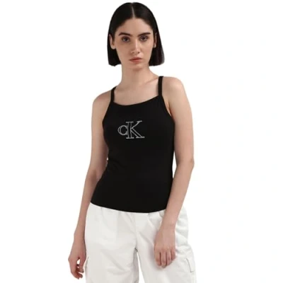 Abbildung von Calvin Klein Jeans Outlined Strappy TANK Top, Damen, Größe: XL, Black
