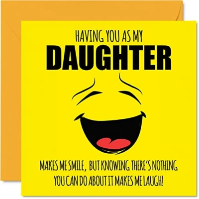 Abbildung von Lustige Geburtstagskarten für Tochter Make Me Smile Witz Happy Birthday Karte von Mama Papa, Banter Geburtstagsgeschenke, 145 mm x Geschenk