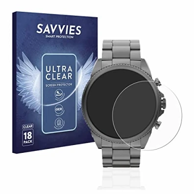 Abbildung von Savvies 18 Stück Schutzfolie für Fossil Gen 6 (44mm) Displayschutz Folie Ultra Transparent