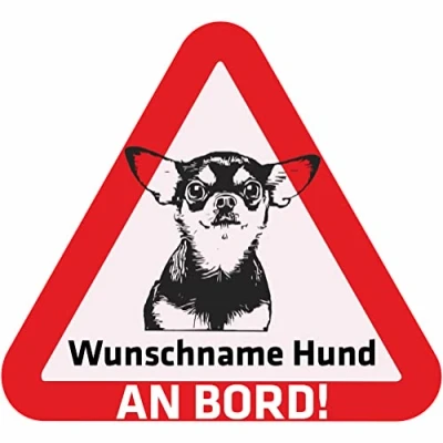 Abbildung von Indigos UG Namensaufkleber Hund Chihuahua Aufkleber mit Namen &amp; Wunschtext individuell personalisiert Auto Motorrad LKW