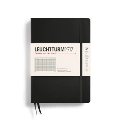 Abbildung von LEUCHTTURM1917 315928 Notizbuch Medium (A5), Hardcover, 251 nummerierte Seiten, Schwarz, kariert