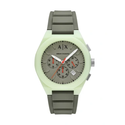Abbildung von Armani Exchange Watch for Men, Quarz Chronographenwerk und 44mm Gehäusegröße mit Silikonarmband
