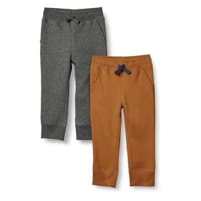 Abbildung von Amazon Essentials Jungen Fleece Jogginghose, 2er Pack, Dunkelgrau Meliert/Hellbraun, 5 Jahre