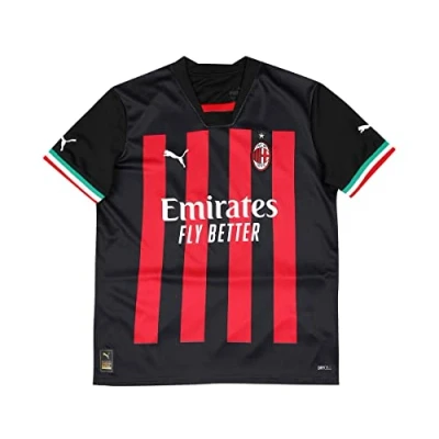 Abbildung von Puma ACM Boy&#039;s Season 2022/23 Official Home T Shirt, Black Tango Red, 140