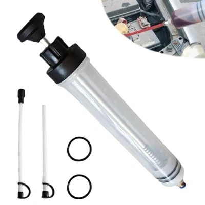 Abbildung von Nizirioo Ölabsaugpumpe 500ml Auto Lieferung Handpumpe Ölspritze mit 2 Schlauch und EIN Paar Ersatzgummiringe, Absaugpumpe Geeignet für Motor, Getriebe,schnelles Öl Wasser Wechse