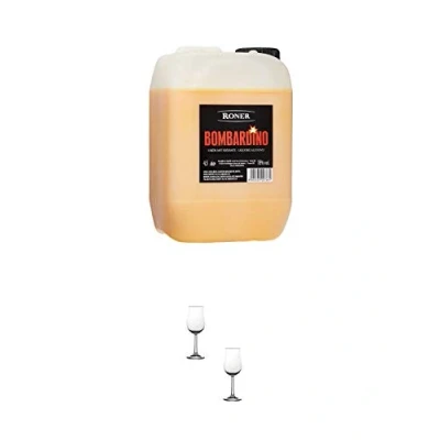 Abbildung von Roner Bombardino Ei Rum Likör Italien 4,5 Liter MAGNUM + Nosing Gläser Kelchglas Bugatti mit Eichstrich 2cl und 4cl 2 Stück