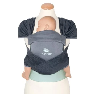 Abbildung von manduca Twist Babytrage &gt; grey mint Long &lt; Neugeborenen Trage aus Bio Baumwolle (Jaquard gewebt), Weicher Bauchgurt mit Schnalle, Träger zum Auffächern und Binden (extra lange Träger)