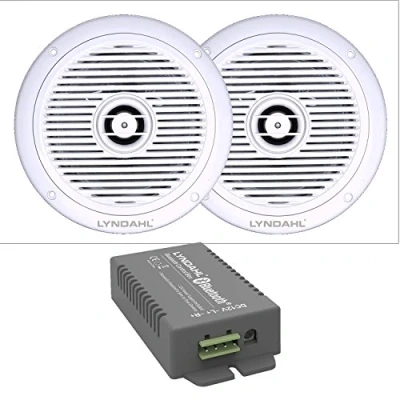 Abbildung von Lyndahl Lautsprecher Set Bluetooth Verstärker 4 Kanal AMP4X15BT und 2 Wege Einbaulautsprecher CS180IP mit oder Deckenlautsprecher für Feuchträume Badezimmer Lautsprechern