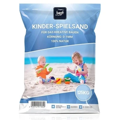 Abbildung von 4myBaby GmbH Spielsand 125kg Quarz Sand für Sandkasten Kinder Dekosand Keimfreier Gewaschener Feiner Quarzsand (5 x 25 kg Säcke)