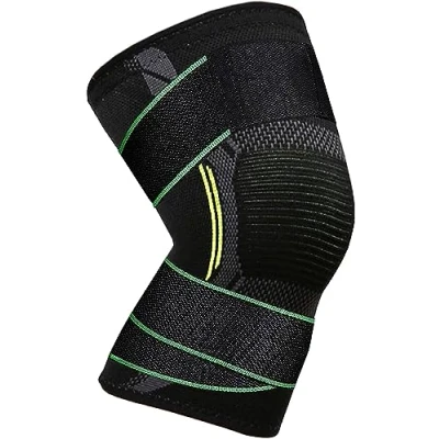Abbildung von VITTO Kniebandage Männer/Damen Bandage Knie zur Linderung von Knieschmerzen, Arthrose Knie, Meniskus und Kraftsport (S, mit Riemen)
