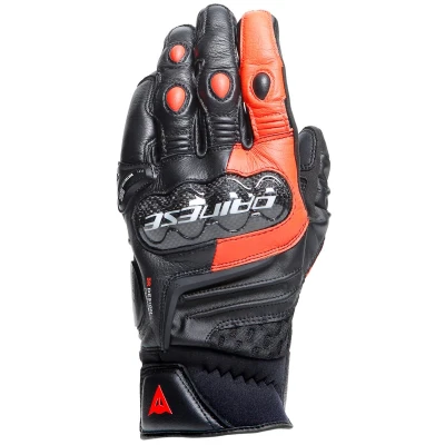 Abbildung von Dainese Carbon 4 Short Gloves, Kurze Motorradhandschuhe aus Leder, mit Knöchelprotektoren Carbon, Mann, Schwarz/Fluo Rot, XXL
