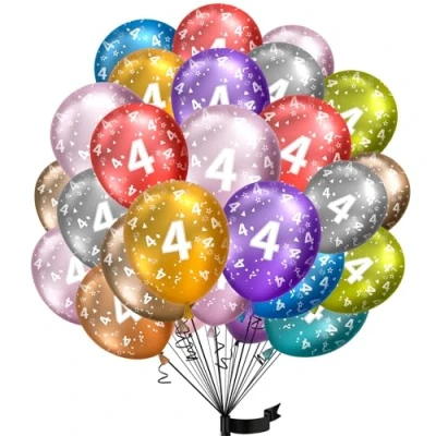 Abbildung von Luftballons 4. Geburtstag,15 Stück Metallic folienballon 4 helium ballons jahre aus 100% Naturlatex,Klimaneutral, 32cm Ballon zahlen für Kindergeburtstag und mädchen junge Geburtstag