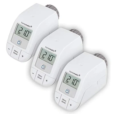Abbildung von Homematic IP 3er Set Smart Home Heizkörperthermostat basic, digitaler Thermostat Heizung, Steuerung per App, Alexa, Google Assistant, einfache Installation, Energie sparen, 156541A0