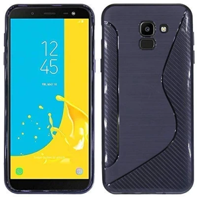 Abbildung von cofi1453 S Line TPU SchutzHülle Silikon Hülle kompatibel mit Samsung Galaxy J6 2018 (J600F) Silikonschale Case Cover Zubehör Bumper in Schwarz