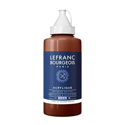 Abbildung von Lefranc Bourgeois 300355 Fine Acrylfarbe Umbra Gebrannt, 750ml Flasche, cremige auf Wasserbasis, schnell trocknend, lichtecht, wasserfest