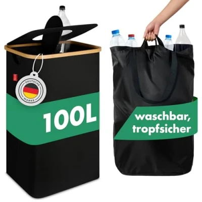 Abbildung von Blumtal Müllsackständer Pflandflaschen Sammelbehälter 100L, Leergut Organizer mit Loch