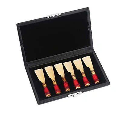 Abbildung von Fagott Rohretui,Reed Container,Bassoon Reed Case,Bassoon Case Fagottrohr Box Zubehör,Pu Leder Abdeckung Schwarz Bassoon Container Mit Schlitzen Für 6St Schilf Zubehör