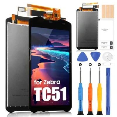 Abbildung von LCD Bildschirm für Zebra TC51 Ersatzbildschirm TC510K TC56 Display / Screen Touchscreen Digitazer Assembly mit Reparatur Set (Schwarz)