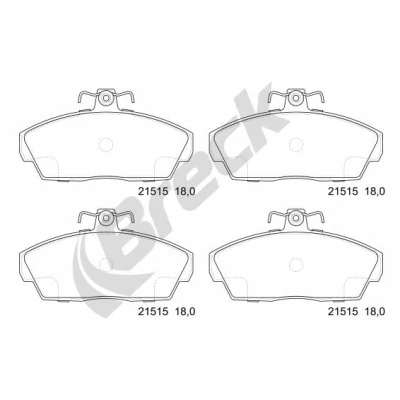 Abbildung von BRECK 21515 00 702 10 Bremsbelagsatz mit akustischer Verschleißwarnung Zubehör HONDA: CIVIC 7 Hatchback, 6 Fastback