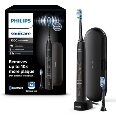 Abbildung von Philips Sonicare Elektrische Zahnbürste ExpertClean 7300 HX9601, Aufsteckbürsten: 2 St., mit Schalltechnologie, Reiseetui