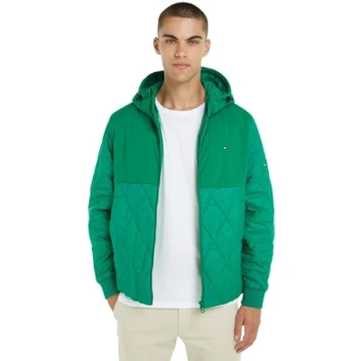 Abbildung von Tommy Hilfiger Herren Jacke Cl Mix Hooded Jacket Übergangsjacke, Grün (Olympic Green), XL