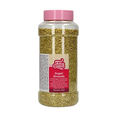 Abbildung von FunCakes Sugar Strands Metallic Gold: Kuchenstreusel, großartiger Geschmack, perfekt zum Dekorieren von Kuchen, Cupcake Streusel. 800 g.