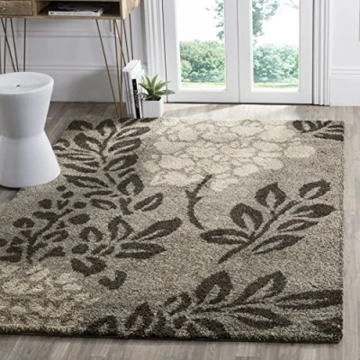 Abbildung von SAFAVIEH Zottelig Teppich für Wohnzimmer, Esszimmer, Schlafzimmer Florida Shag Collection, Hoher Flor, Rauch und Dunkelbraun, 160 X 229 cm