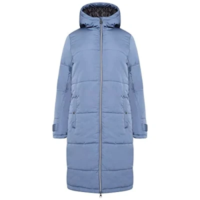 Abbildung von Dare 2b Reputable Long II Womens Coat Jacket wasserabweisendes recyceltes Material durchgehender Reißverschluss mit 2 niedrigen Reißverschlusstaschen, Kapuze und verstellbaren Bündchen