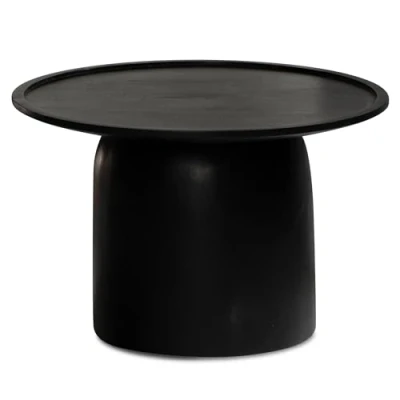 Abbildung von FINEBUY Couchtisch FB98751 (60x60x40 cm Sofatisch Mango Massivholz Schwarz), Wohnzimmertisch Rund, Kaffeetisch Modern
