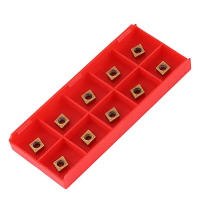 Abbildung von CCMT060204 Wendeschneidplatten, 10pcs Zinnbeschichtetes CNC Hartmetall Einsatzschneider Wendeschneiddrehmaschine Fräseinsätze Drehwerkzeuge mit Schachtel für Stahlhalbschneiden