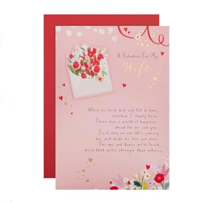Abbildung von Hallmark Frau Valentinskarte für Blumen &amp; Umschlag Design Liebesbrief Valentinstag mit Rosa Rot