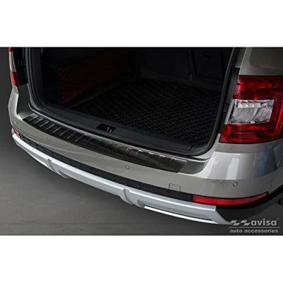 Abbildung von Avisa Schwarz Edelstahl Heckstoßstangenschutz kompatibel mit Skoda Octavia III Scout 2014 2020 &#039;Ribs&#039;