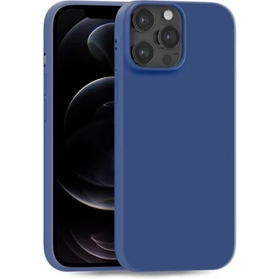 Abbildung von MyGadget Hülle kompatibel mit iPhone 12 Pro Max robuste Handyhülle TPU Case Slim Silikonhülle Back Cover Kratzfest Schutzhülle matt Dunkelblau