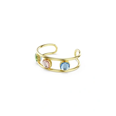 Abbildung von Swarovski Chroma Armreif, Kissenschliff, Grün, Goldlegierungsschicht