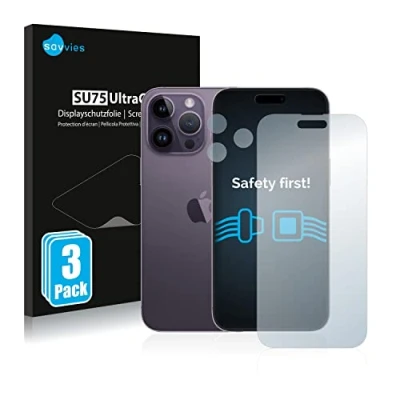 Abbildung von Savvies 6 Stück Schutzfolie für Apple iPhone 14 Pro Max (Display+Kamera) Displayschutz Folie Ultra Transparent
