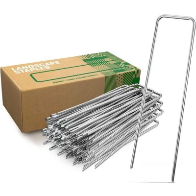 Abbildung von GardenGloss Bodenanker Erdanker Verzinkt Ø3mm 150mm x 30mm für Unkrautvlies, Zaun, Camping, (50 St), Spitze Enden