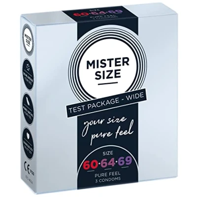 Abbildung von MISTER SIZE Kondome Extra Dünn &amp; Hauchzart Gefühlsecht Feucht Perfekte Passform Aus Naturkautschuk Latex für Natürliches Gefühl Höchste Sicherheit (3er Pack, Test Package Wide)