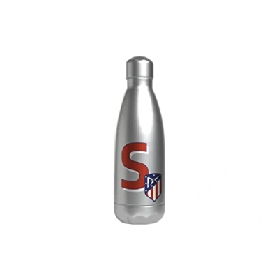 Abbildung von Atlético de Madrid Wasserflasche aus Edelstahl, luftdicht, mit Buchstabe S in Rot, 550 ml, Farbe Metallic, offizielles Produkt (CyP Brands)