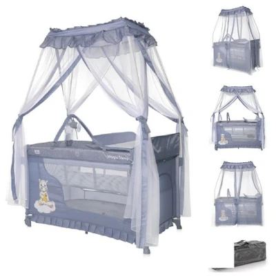 Abbildung von Lorelli Baby Reisebett Reisebett, Laufstall Magic Sleep, 2 Ebenen Baldachin Mobile Wickelauflage faltbar
